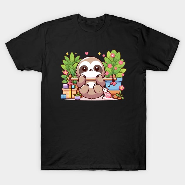 Playful Kawaii Sloth T-Shirt by PhotoSphere